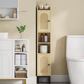 Hzuaneri Slim Bathroom Storage Cabinet, Narrow Bathroom Organizers and Storage with 4 Adjustable Feet, Laundry Room Organization for Small Space, Kitchen, Living Room, 2 Doors Rattan Yellow BC22402Y
