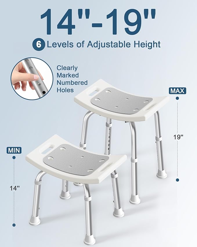 HOMLAND Shower Chair for Inside Shower, 400 lbs Adjustable Shower Stool with Suction Feet, Shower Seat for Inside Tub Bathroom Bench Bath Chair for Elderly and Disabled - Light Gray