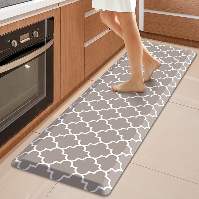 WISELIFE Kitchen Runner Rugs Anti-Fatigue mats - 4/5 Inch Non Slip Waterproof Ergonomic Comfort Mat for Kitchen, Floor Home, Office, Sink, Laundry (17.3"x 60",Khaki)
