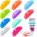 LOVEINUSA Toothpaste Tube Squeezer Dispenser, 10PCS Toothpaste Roller Squeezer Tool Tooth Paste Cap Holder for Bathroom, Assorted Colors