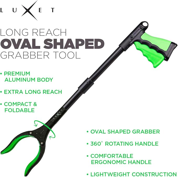 Grabber Reacher Tool 19 Inch Long, Foldable Pick Up Stick - Strong Grip Magnetic Tip - Heavy Duty Trash Picker Claw Reacher Grabber Tool Elderly Wheelchair Mobility Aid (Green)