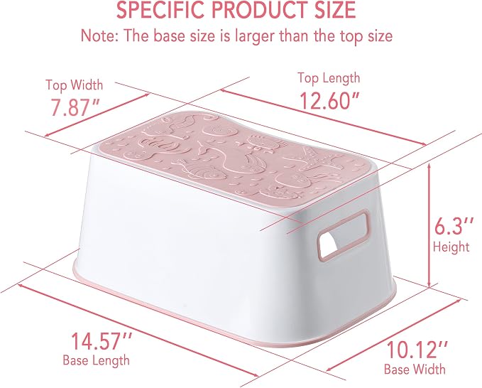 Step Stool for Kids, Cute Design Toddler Kids Step Stool for Kitchen Bathroom and Toilet Potty Training, Sturdy and Lightweight Non-Skid Safety Foot Stool (Pink)