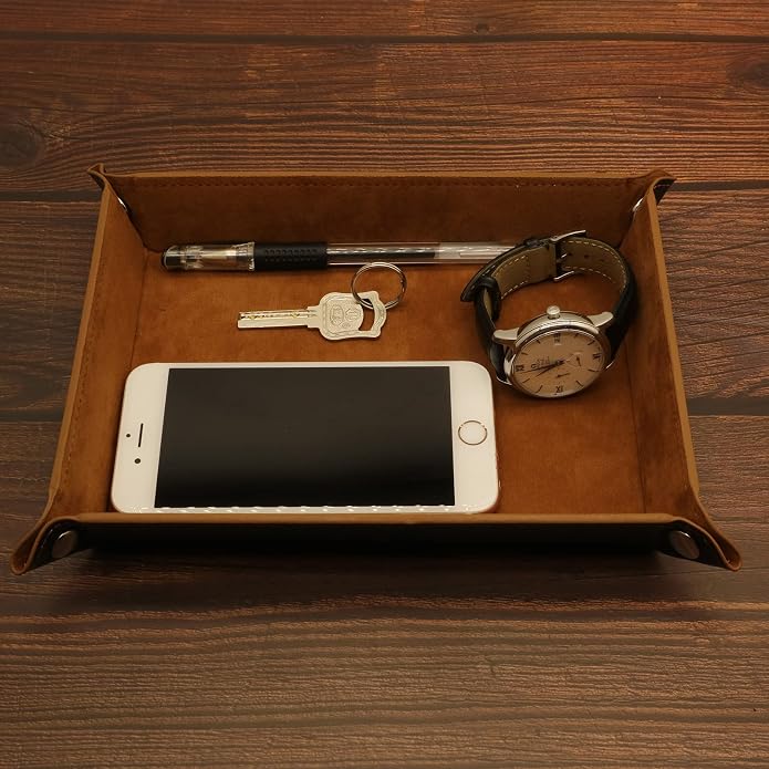 Valet Organizer - Catchall Tray for Jewelry, Wallets, Watches, Keys, Coins, Phones, Glasses - Perfect for Nightstand, Desk, Entryway