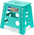 ACKO Folding Step Stool 13 Inch, Sturdy Collapsible Step Stool Foldable Up to 300 lbs for Adults, Non Slip Lightweight Foot Stools with Handle, Ideal for Kitchen, Bathroom, Bedroom, Garden, Teal