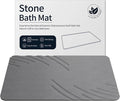 ZIKIBL Stone Bath Mat Diatomaceous Earth Shower Mat Non-Slip Super Absorbent Diatomite Stone Mats for Bathroom Floor/Ktichen Cuonter Quick-Drying Easy to Clean (24''*16'' Grey-Feather)