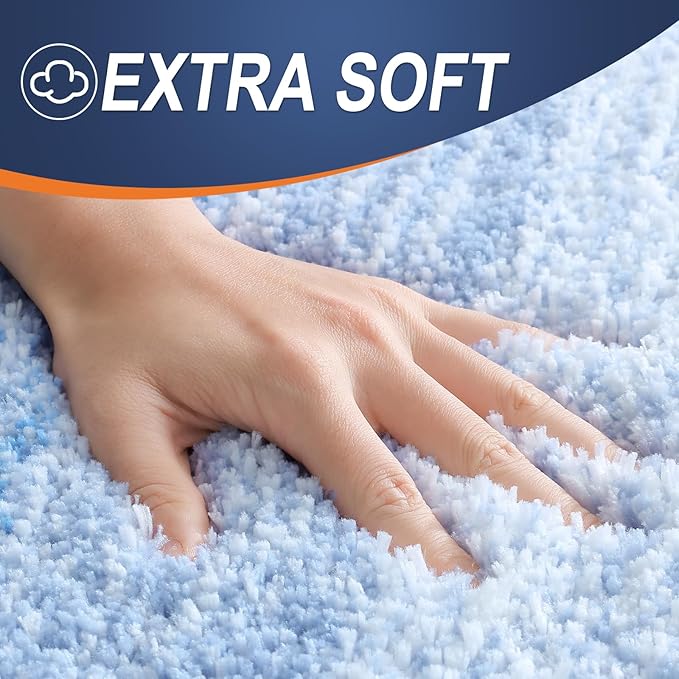 OLANLY Large Bathroom Rugs Mat 45x27, Extra Soft Absorbent Microfiber Bath Rugs, Rubber Backing, Quick Dry, Washable Bath Mats for Bathroom Floor, Tub and Shower, Home Decor Accessories, Light Blue