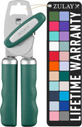 Zulay Kitchen Heavy Duty Stainless Steel Can Opener Manual with Bottle Opener - Rust Proof Manual Can Opener With Turn Knob & Comfy Soft Grip Handles - Pine Green