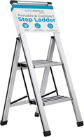 BIRDROCK HOME 2 Step Ladder | Folding Anti-Slip Step Stool, 250 lb Capacity | Lightweight, Slim & Sturdy Design for Household, Kitchen, Garage, Indoor & Outdoor Use | Collapsible, Portable, Heavy-Duty