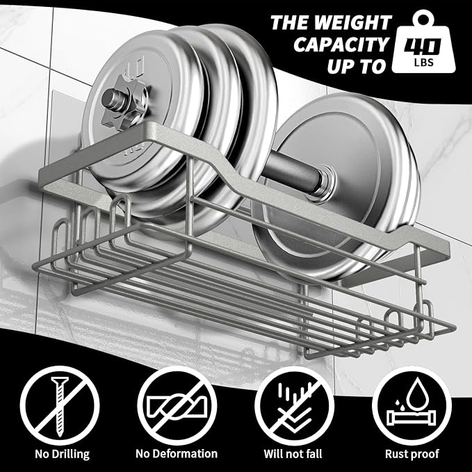 Shower Caddy Shelves Organizer Rack, 3 Pack Shower Caddy with Soap Holder, No Drilling Wall Mounted Self Adhesive Shower Shelves for Inside Shower, Paint Nickel