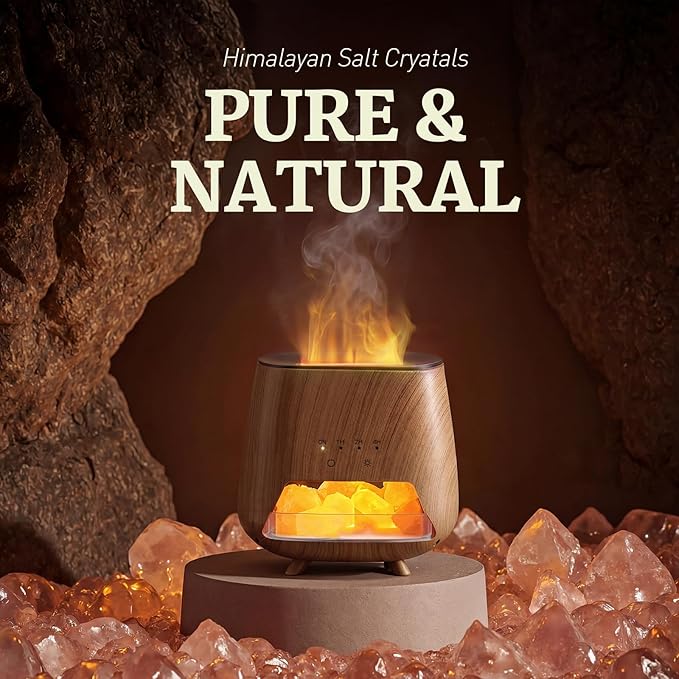 Essential Oil Diffuser for Home, 𝟒-𝐢𝐧-𝟏 Aromatherapy Diffuser & 𝐇𝐢𝐦𝐚𝐥𝐚𝐲𝐚𝐧 𝐒𝐚𝐥𝐭 Lamp, 200ml Cool Mist Humidifier, 𝟗-𝐂𝐨𝐥𝐨𝐫 𝐋𝐄𝐃, Auto Off, Bedroom Office Yoga