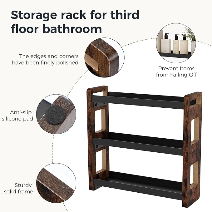Bathroom Organizers and Storage,Bathroom Counter Organizer,Bathroom Counter Shelf,Bathroom Sink Organizer,Vanity Organizers,Vanity Storage,Perfume Display, for Dad (Brown 3 Tier)