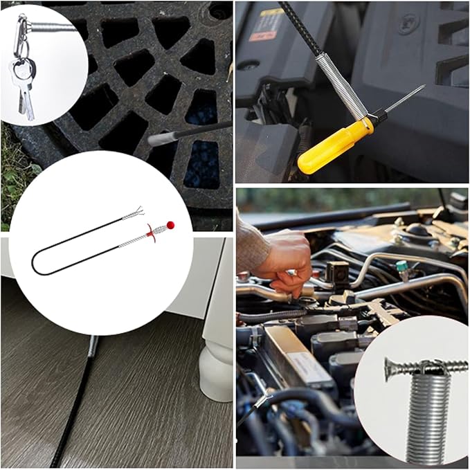 Upgraded Drain Snake 76" with Hook, Plumbing Snake Auger Tool, Sink Snake Drain Clog Remover for Bathroom Kitchen