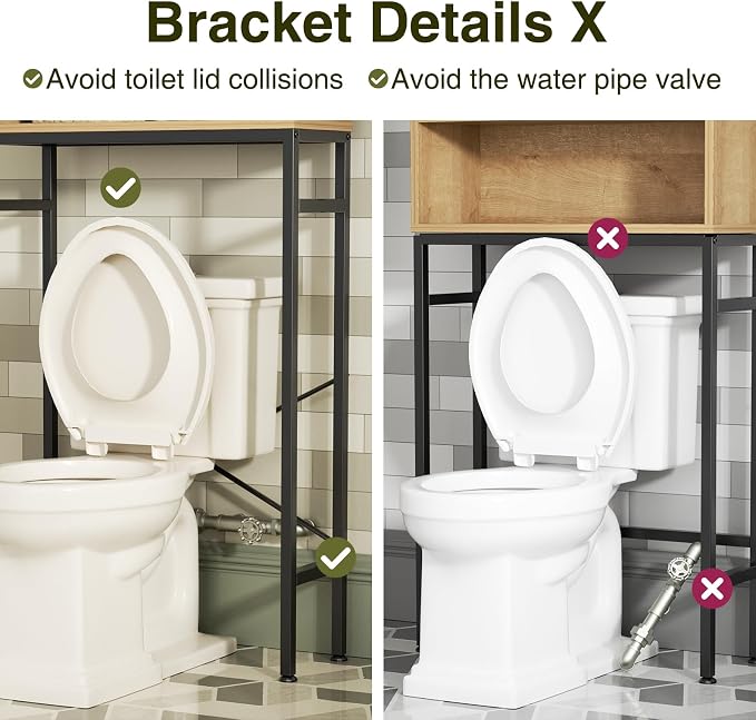Over The Toilet Storage Cabinet with Fluted Doors and Adjustable Shelf, Tall Bathroom Organizer with Metal Stand Space Saver Over Toilet , Wood Rack for Bathroom, Restroom, Laundry, Natural Oak