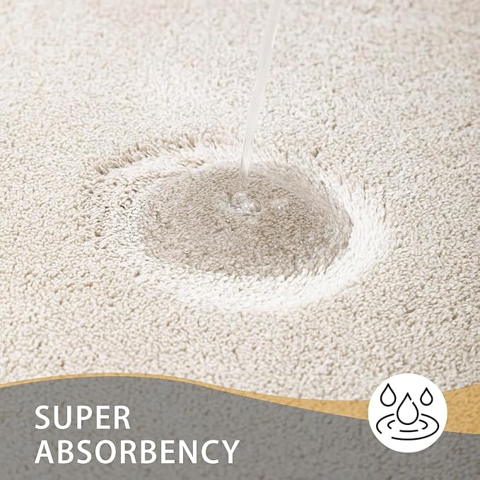 MINIDEAR Toilet Rugs 24x20 - U Shaped Beige Thick Memory Foam Contour Rugs,Ultra Soft & Plush Fluffy, Non-Slip, Quick Dry, Absorbent Washable Floor Microfiber Mat for Home Decor Accessories