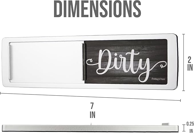 Dishwasher Magnet Clean Dirty Sign - Magnetic Signs That Say Clean/Dirty - Optional Sticker Adhesive for Non-Metal Stainless Steel Dish Washers - Dark Farmhouse