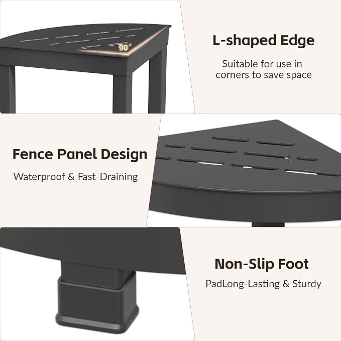 Shower Bench for Inside Shower, Waterproof Shower Stool with Storage Shelf, Corner Bathroom Organizer with Non-Slip Feet, Bath Seat for Adults, Small Side Table for Bathroom and Bedroom