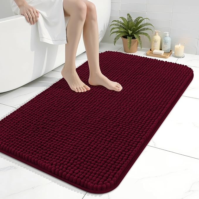 Arotive Bathroom Rugs 36" x 24", Ultra Soft Absorbent Chenille Bath Rugs, Non-Slip Rubber Backing, Machine Washable Bath Mats for Bathroom Floor, Tub and Shower, Home Decor Accessories, Burgundy