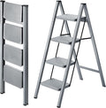 XinSunho 4 Step Ladder, Folding Step Stool with Anti-Slip Wide Pedal, Portable Sturdy Steel Ladder 4 Steps, 330lbs Safety Kitchen & Household Ladder