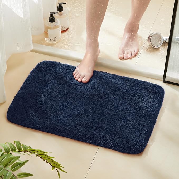 TECHMILLY Super Soft Shaggy Bathroom Rugs, Absorbent Thick Non Slip Microfiber Bath Rugs, Quick Dry Machine Washable Bath Mat for Bathroom Floor, Bathtub and Shower 17"x24"