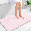 OLANLY Memory Foam Bath Mat 36x24, Super Soft Absorbent Bathroom Rugs, Quick Dry, Machine Washable Shower Floor Rugs, Bathmat Carpet, Bathroom Home Decor Accessories, Pink