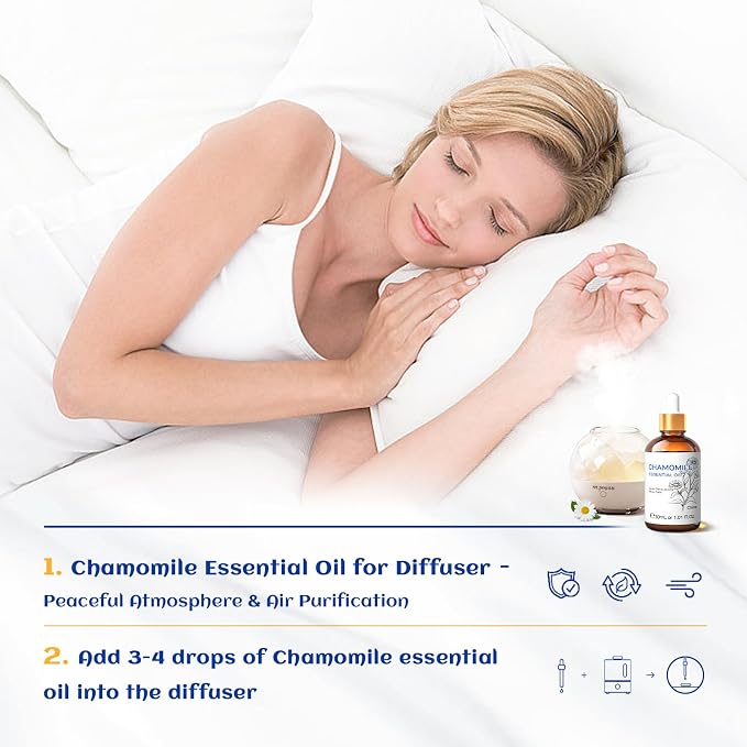 HIQILI 30ML Chamomile Essential Oil, Pure & Natural Chamomile Oil for Diffueser, Skin, Soap, Shampoo - 1.01 Fl Oz