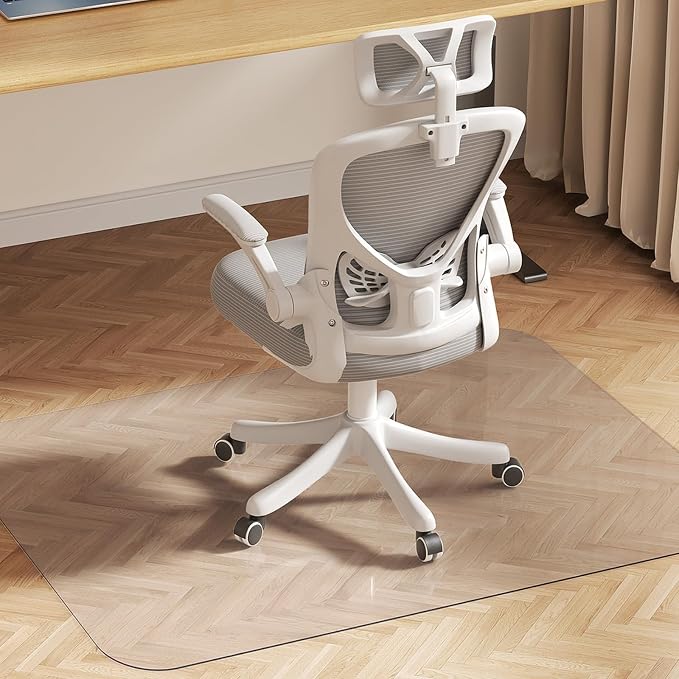 Delamu Office Chair Mat for Hardwood Floor, 36"×48" Office Computer Desk Chair Mat, Clear PVC Heavy Duty Floor Protector Mats for Rolling Chairs, Only for Hard Floor (36"×48" Rectangular)