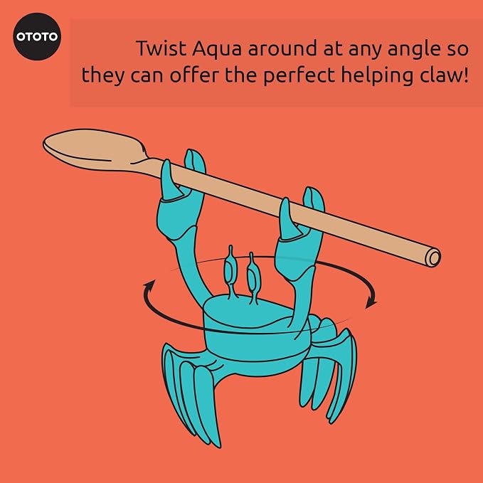 OTOTO Aqua the Crab Silicone Utensil Rest - Silicone Spoon Rest for Stove Top - BPA-Free, Heat-Resistant Kitchen and Grill Utensil Holder - Non-Slip Spoon Holder Stove Organizer and Steam Releaser