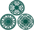 Extra Thick Silicone Trivet Mat for Hot Dishes, Hot Pots and Pans, Pot Holder, Hot Pad to Protect Your Table and Countertop, Kitchen Decor and Accessories,Malachite Green,Set of 3