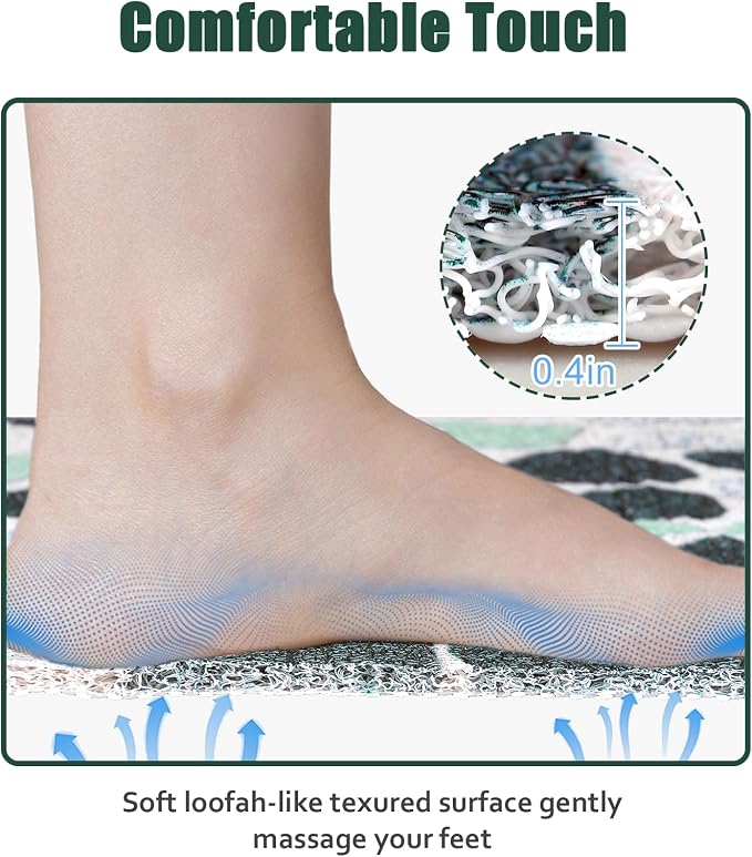 Square Shower Mat 24x24 Inch Non Slip Bath Mat for Inside Shower Loofah Shower Mat for Elderly Soft Textured Foot Massage Pad Bathroom Floor Mat for Wet Area, Without Suction Cups, Quick Drying