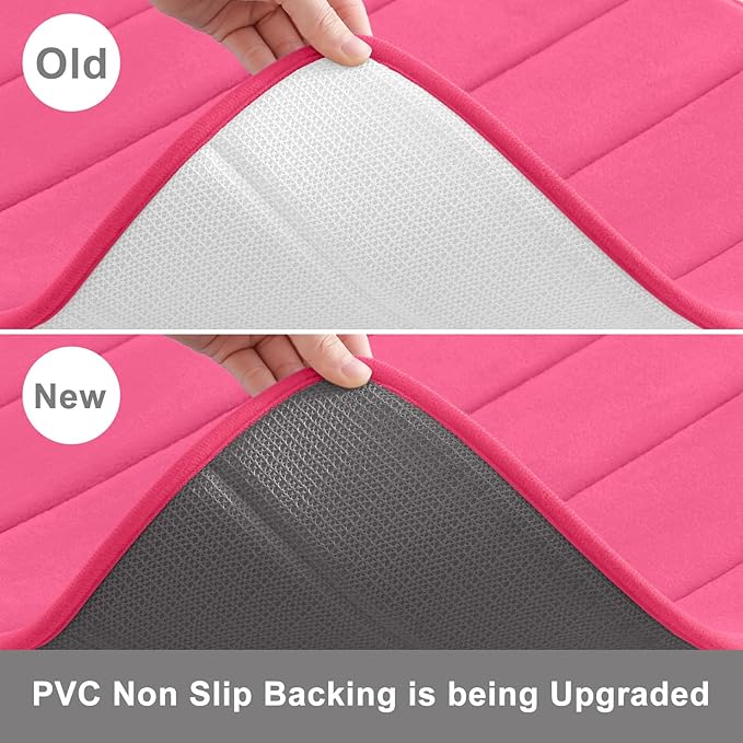 Buganda Memory Foam Bath Mat, 59" x 17", Ultra Soft and Non-Slip Bathroom Rugs, Water Absorbent and Machine Washable Bath Rug Runner for Bathroom, Shower, and Tub, Deep Pink