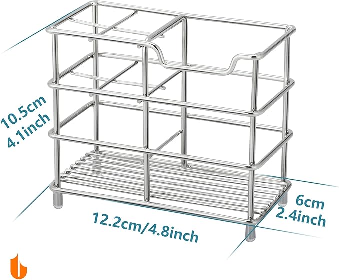 Urbanstrive 304 Stainless Steel Bathroom Toothbrush Holder Toothpaste Holder Stand Bathroom Accessories Organizer, Silver