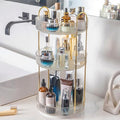 INVSSENE 360° Rotating Makeup Organizer, Bathroom Make Up Spinning Holder Rack, Large Capacity Cosmetics Storage Vanity Shelf Countertop, Fits Cosmetics, Perfume, Skincare, Lipsticks(3 Tiers, Clear)