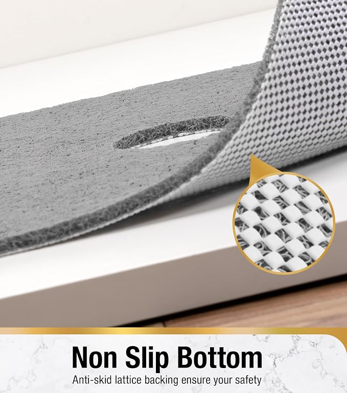 HITSLAM Shower Mat with Center Drain Hole, 32 x 24 Inch Non Slip Bath Mat for Textured Tub, Soft Loofah-Style Bathtub Mat Without Suction Cup, Quick Drying Stall Floor Mat, Bathroom Accessories, Grey