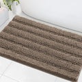 H.VERSAILTEX Bath Mats for Bathroom Non Slip Extra Thick Chenille Striped Bath Rug 24" x 36" Absorbent Non Skid Fluffy Soft Shaggy Rugs Washable Plush Mats for Indoor, Bath Room, Tub - Taupe Brown