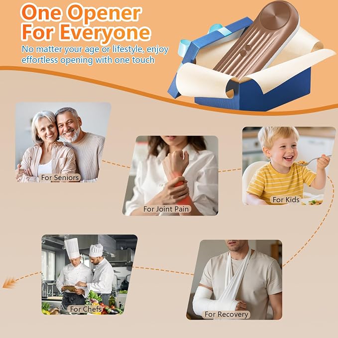 Electric Can Opener, One Touch Automatic Can Opener for Seniors, Rechargeable Cordless Can Openers, Auto‑Stop Smooth Edge Lid Cutter, Fits All Can Sizes, Food Safe Kitchen Gadget for Arthritis