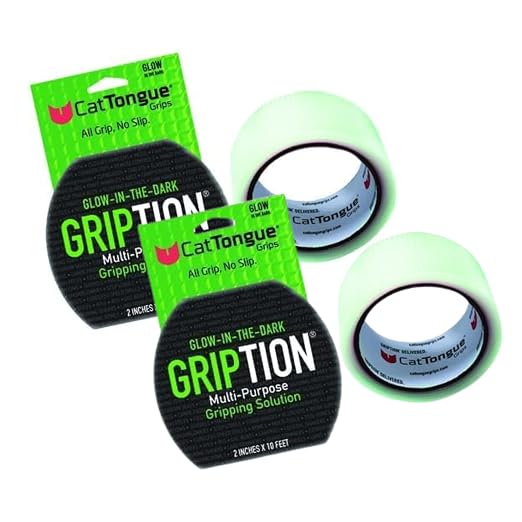 CATTONGUE GRIPS Non-Abrasive Grip Tape Roll - 2” Wide Heavy-Duty, Waterproof Anti-Slip Tape for Bathtubs, Stair Treads, Ramps & More - Indoor & Outdoor Non-Skid Solution (Glow, 2 Pack)