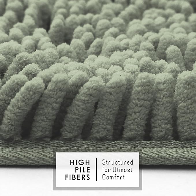 Hearth & Harbor Bathroom Rugs, Chenille Bath Mat - Machine Washable Bath Mats for Bathroom Non-Slip Backing Rubber, Quick Dry Bathroom Mat