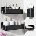 Nieifi Adhesive Wall Shelf, Shower Shelves, Shower Organizer for Bathroom Organization (Black, 4 pieces)