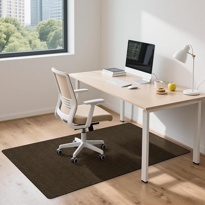Office Chair Mat for Hardwood and Tile Floor, 55" x 35" Computer Desk Chair Mats, Anti-Slip Mat for Rolling Chair, Large Floor Protector for Home Office, Coffee Color