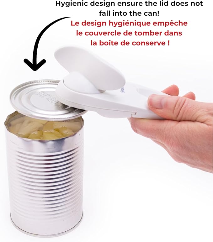 Starfrit Little Beaver Can Opener, Safe, Holds lid and Leaves No Sharp Edges on Lid, Comfort Grip, 3-Year Warranty, Red