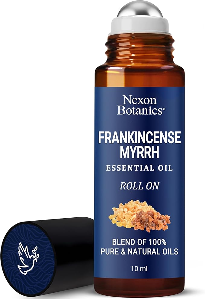 Frankincense & Myrrh Essential Oil Roll-On 10ml - 100% Pure, Natural & Prediluted Oil Blend for Aromatherapy & Skin Care - Nexon Botanics