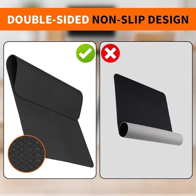 Double-Sided Non-Slip Workout Mat for Elliptical Machine, 23.6" x 17" Stepper Mat for Under Desk Ellipticals & Pedal Exercisers, Stability & Floor Protection, Vibration Plate Mat Compatible