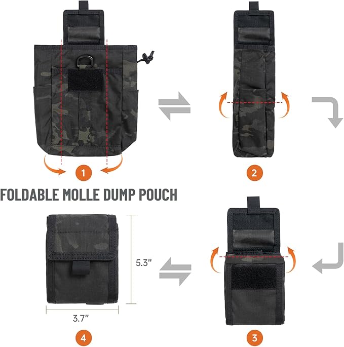 EXCELLENT ELITE SPANKER Molle Dump Pouch Drawstring Magazine Utility Pouch Folding Dump Pouch Waist Bag