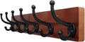 WEBI Rustic Coat Rack Wall Mount,24" Long 6 Cast Iron Coat Hooks Wall Mounted,Heavy Duty Wood Wall Coat Hanger Hooks for Hanging Coats,Jacket,Clothes,Backpack,Farmhouse,Cherry