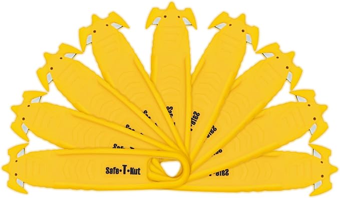 Safe•T•Kut Safety Box Cutter 10 Pack – Enclosed Blade Utility Knife for Opening Boxes, Packaging, Plastic Wrap, Tape & Zip Ties