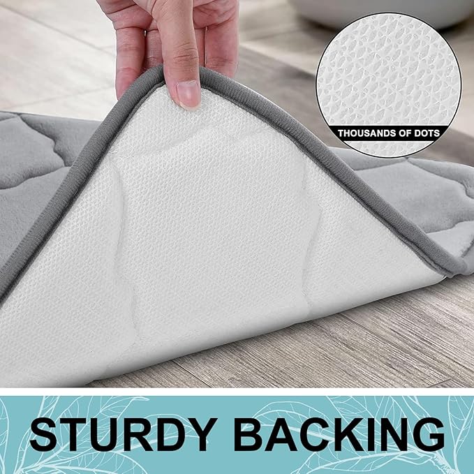 OLANLY Memory Foam Bath Mat Rug 30x20, Ultra Soft and Absorbent Bathroom Rugs, Non-Slip, Comfortable, Machine Washable Bath Carpet for Bathroom Floor, Tub, Shower and Home Decor Accessories, Grey