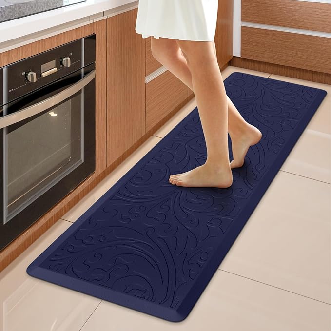 KMAT Kitchen Mat Cushioned Anti-Fatigue Waterproof Non-Slip Standing Mat Ergonomic Comfort Rug for Home,Office,Sink,Laundry,Desk 17.3" (W) x 60"(L),Blue