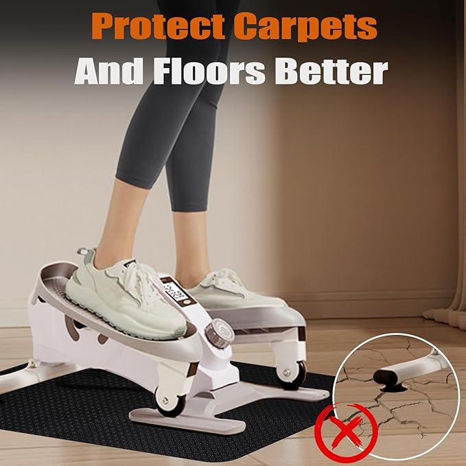 Double-Sided Non-Slip Workout Mat for Elliptical Machine, 23.6" x 17" Stepper Mat for Under Desk Ellipticals & Pedal Exercisers, Stability & Floor Protection, Vibration Plate Mat Compatible