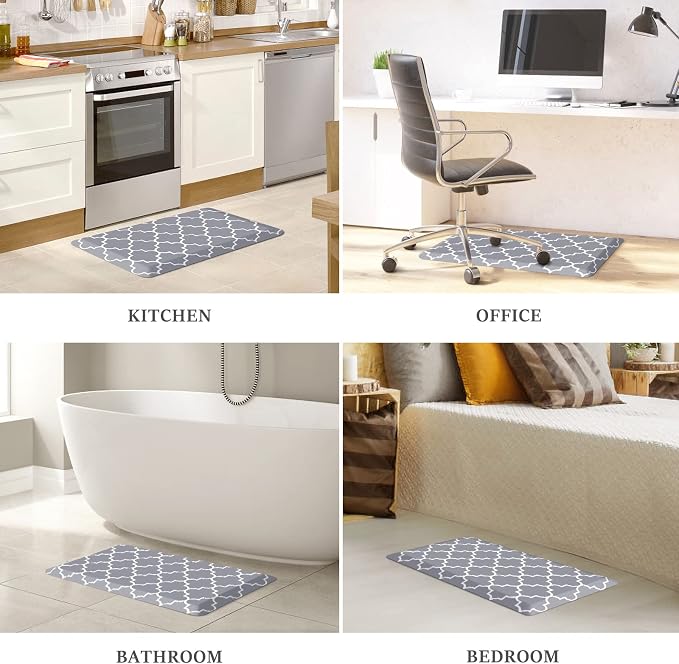 WISELIFE Anti Fatigue Floor Mat - 4/5 Inch Kitchen Mat Non Slip Waterproof Heavy Duty Ergonomic Comfort Mat Durable for Home, Office, Sink, Laundry,(17.3" x 28", Grey)
