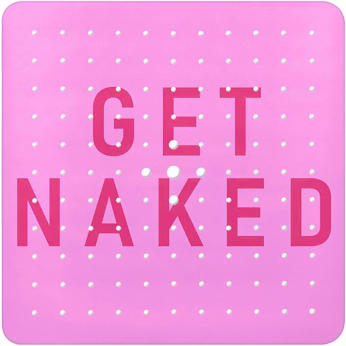 Bathtub Mat Non Slip, Get Naked Square Bath tub Mat Shower Floor Mat with Suction Cups for Adults Kids Elderly 21 X 21 Inch